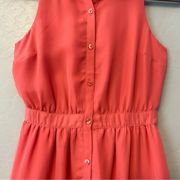 ⭐️LC Lauren Conrad salmon coral color sleeveless dress with lace collar size 0 - Picture 7 of 16